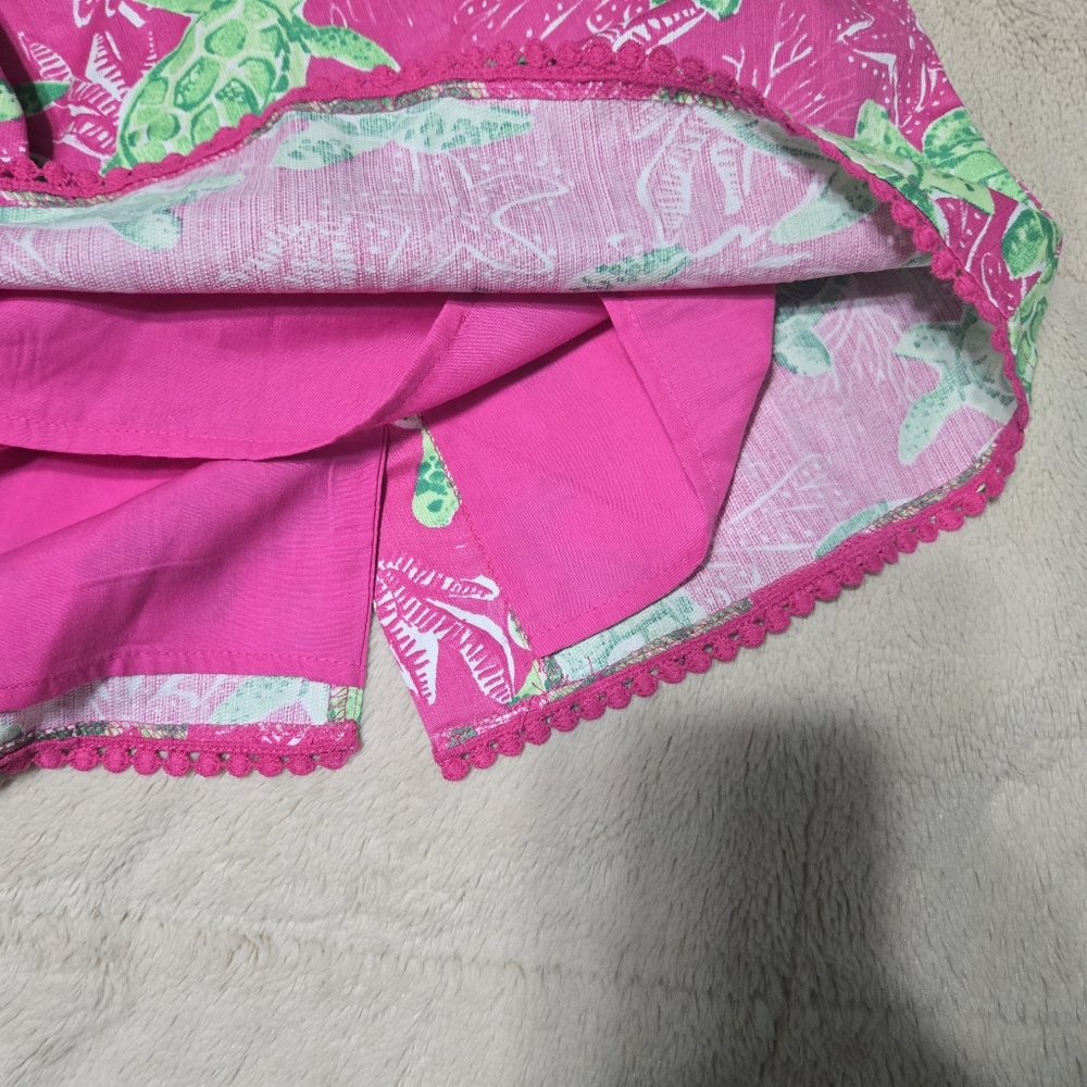 Tommy Bahama turtle shift dress with pockets girls pink & green, kids 10 - Picture 5 of 11